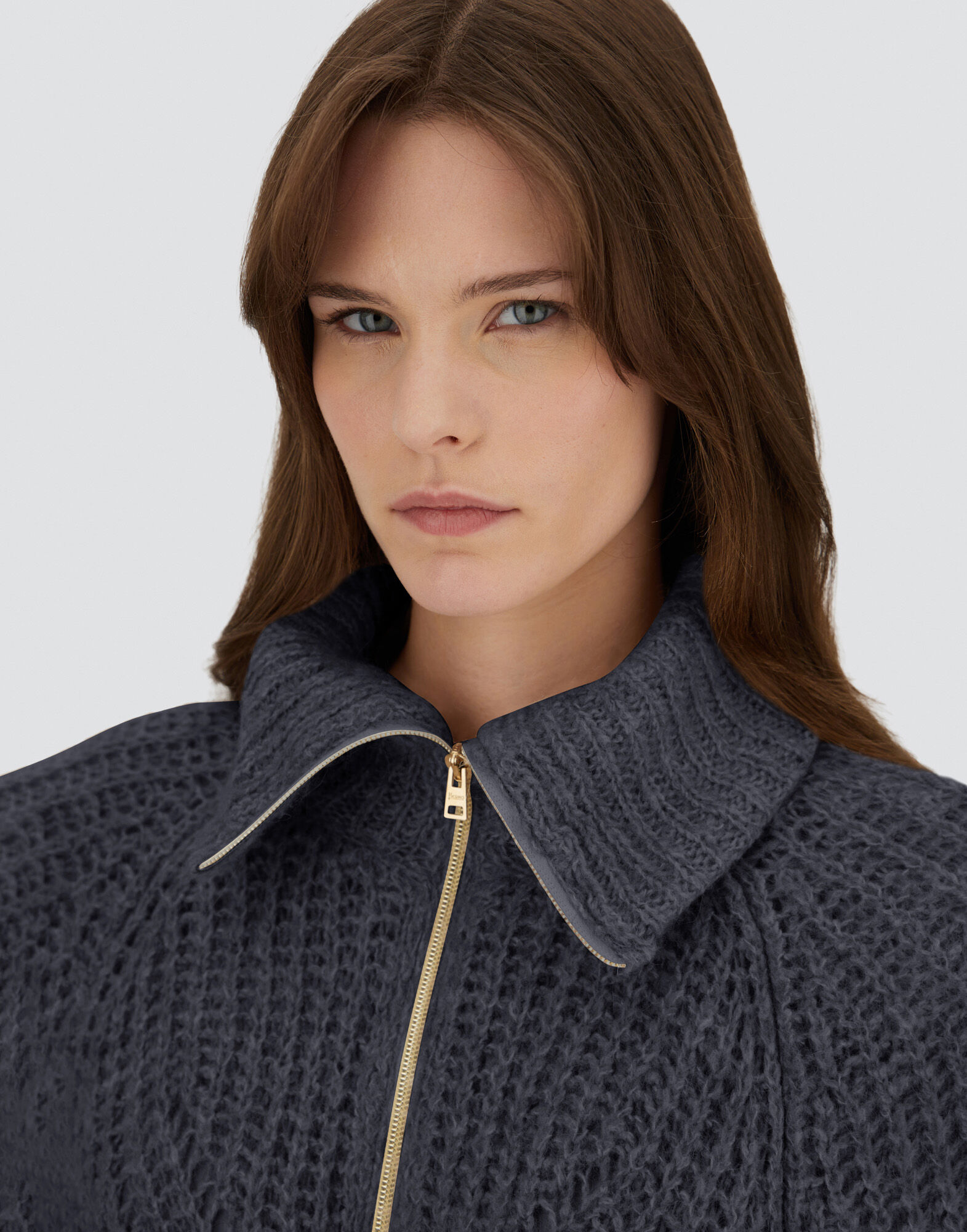 【&her 】Sheer Cardigan Set ネイビー×ライトブルー 美品 シアーニットカーディガン ネイビー｜フラとハワイアンスタイル