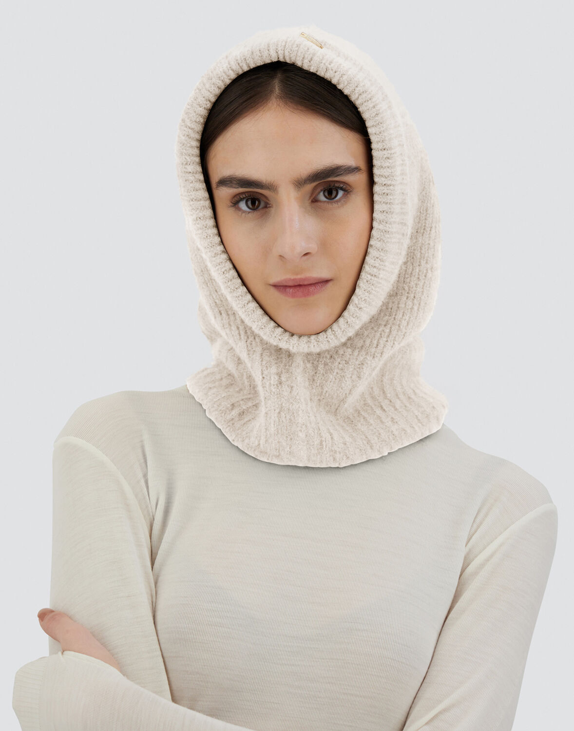 Herno Balaclava In Plain Alpaca Wool In Chantilly