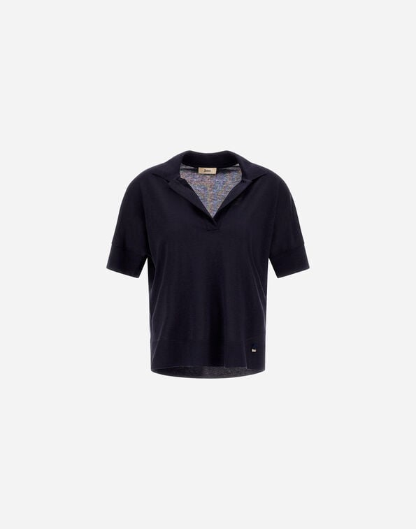 Herno POLO IN GLAM KNIT EFFECT Navy Blue JPL00113D520569200