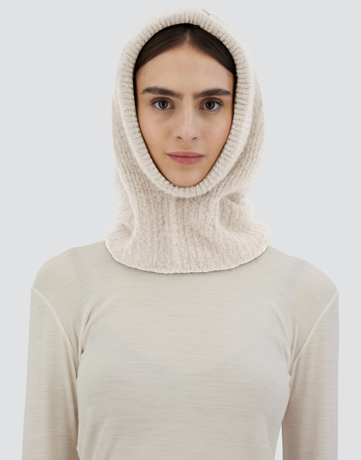 Herno Balaclava In Plain Alpaca Wool In Chantilly