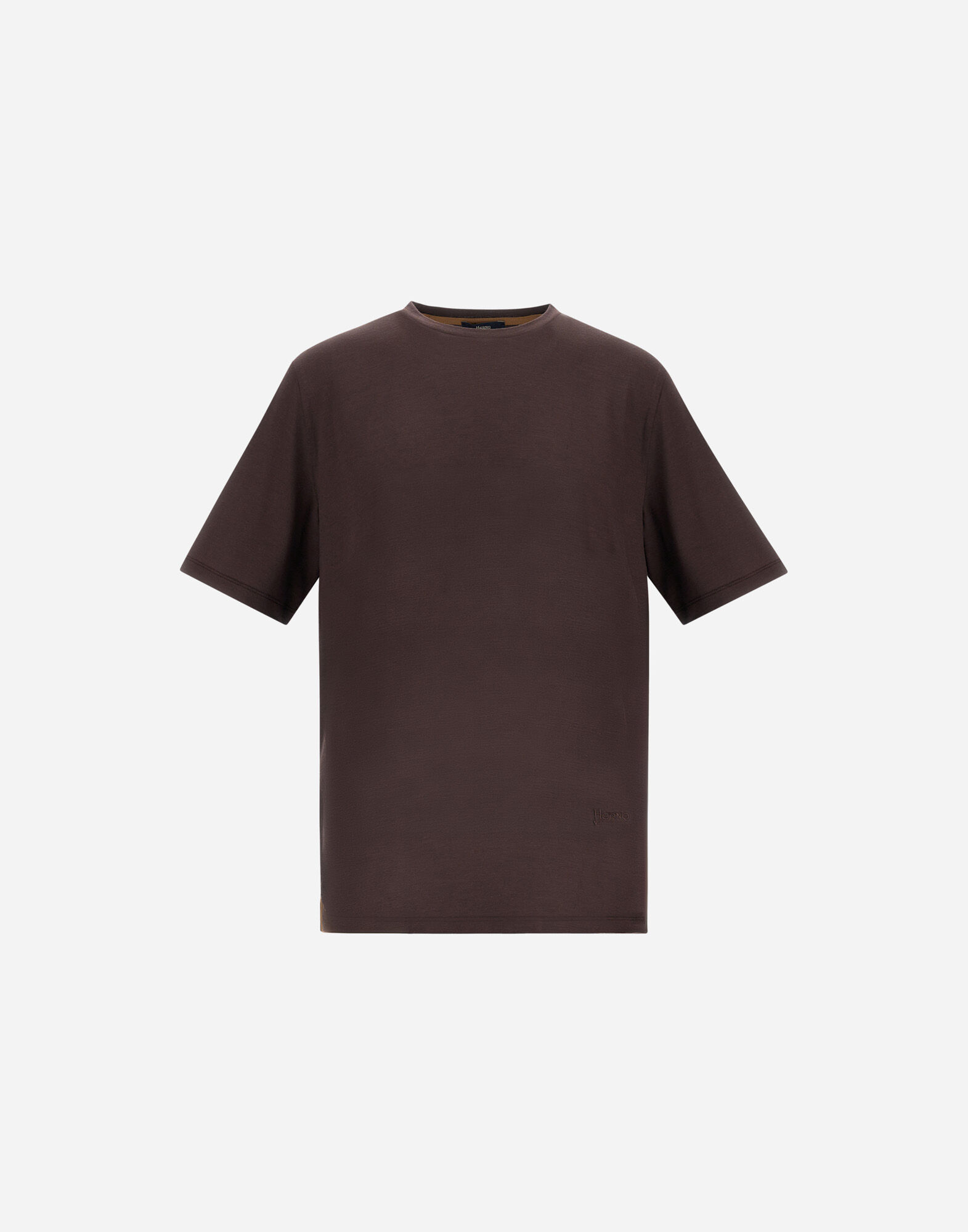 定価約3,9万 HERNO ヘルノ 高級ニットTシャツ 2025SS ニットT メンズ T-SHIRT IN WOOL JERSEY ダークブラウン | Herno® (ヘルノ)