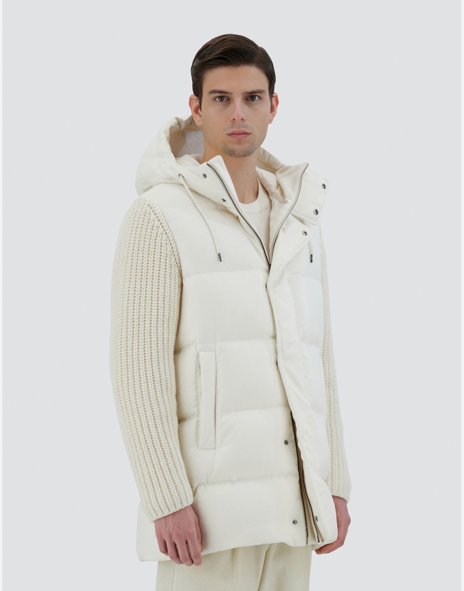JACKET IN CASHMERE SILK AND KNIT in Ivory for Men Herno