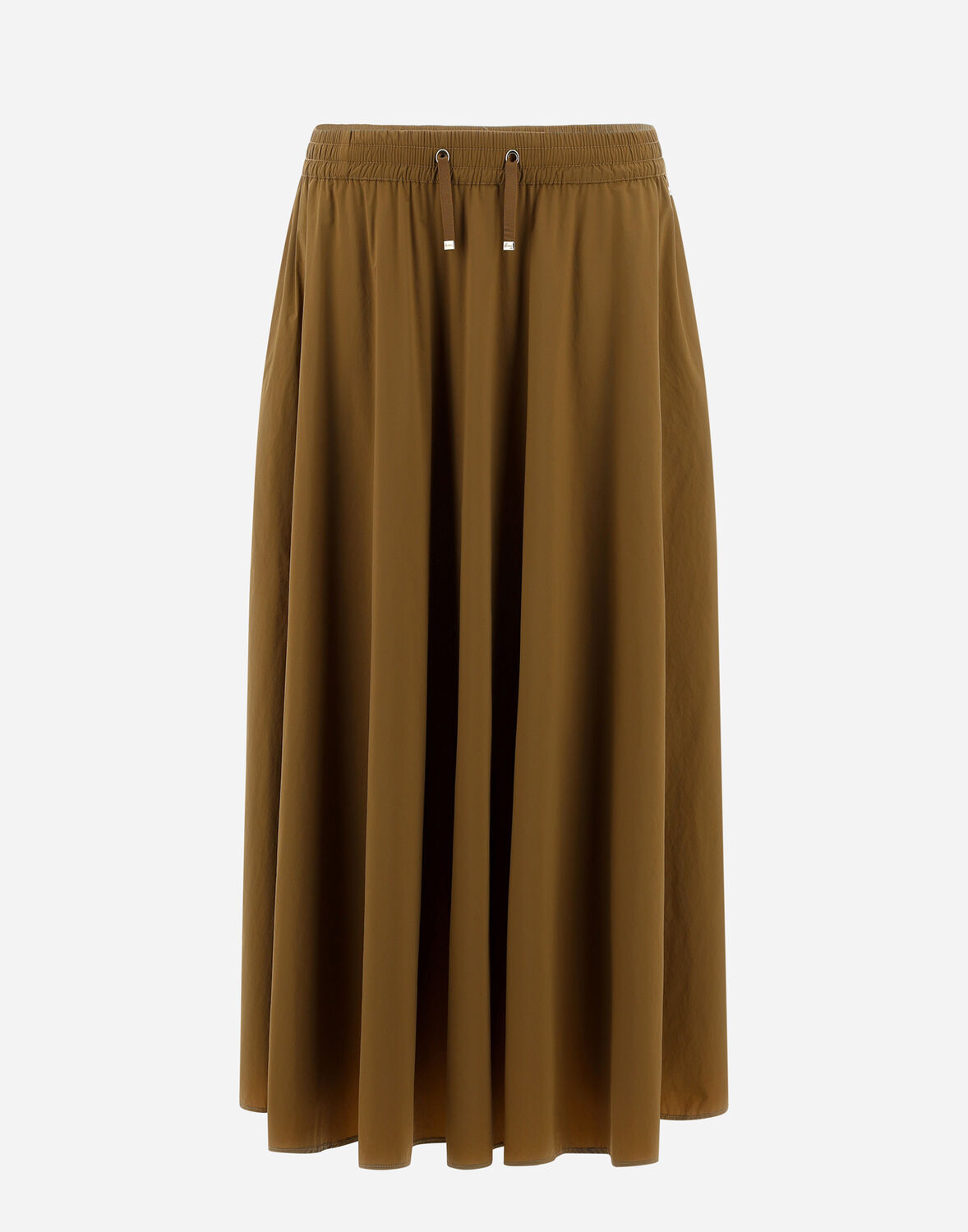Herno Flared Skirt In Camel Lightweight Nylon Stretch In Copper