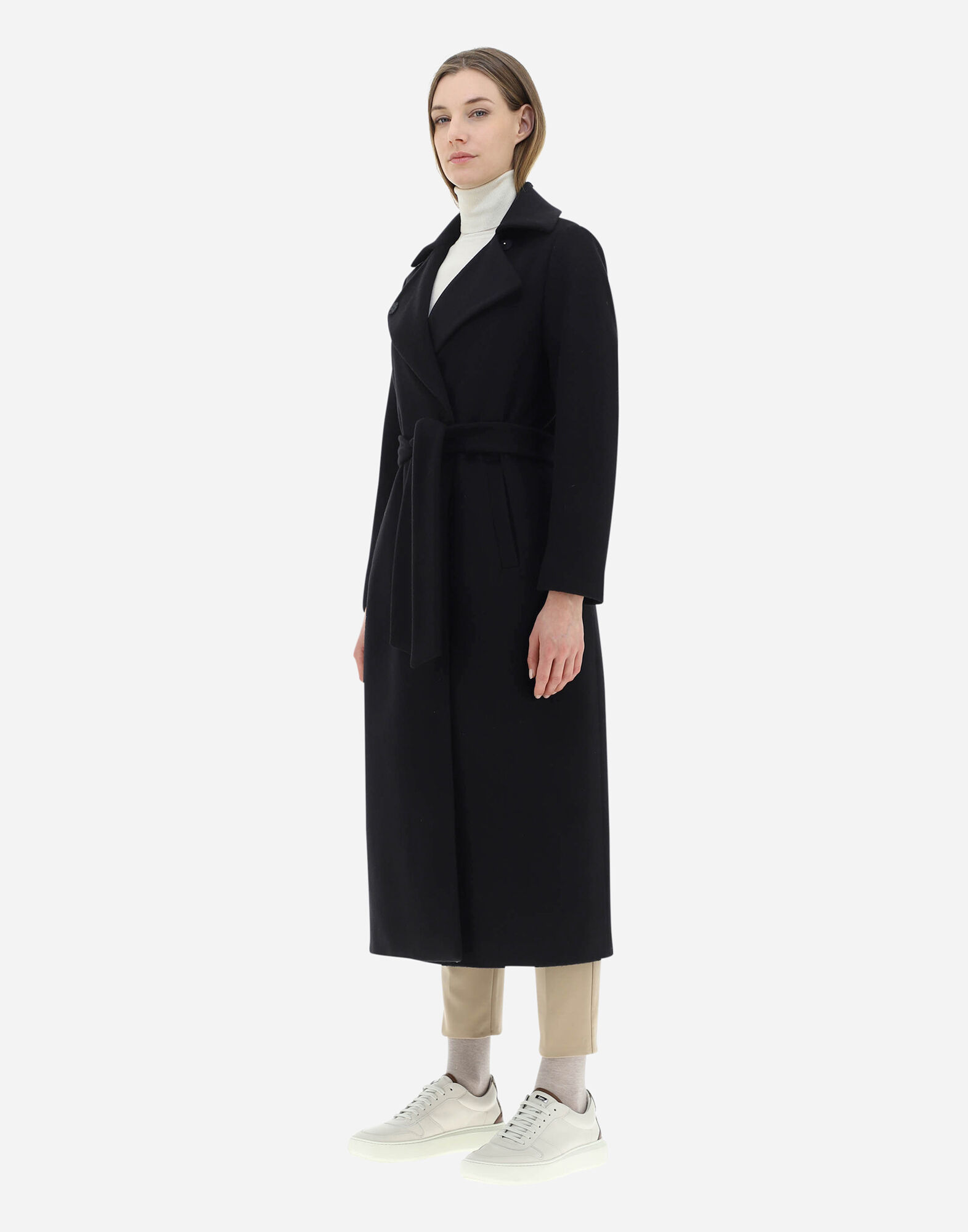 LUXURY WOOL LONG BELTED COAT