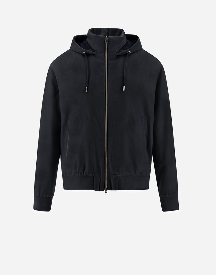 Herno RESORT BOMBER JACKET IN CASHMERE SILK Navy Blue GI00044UR380879200