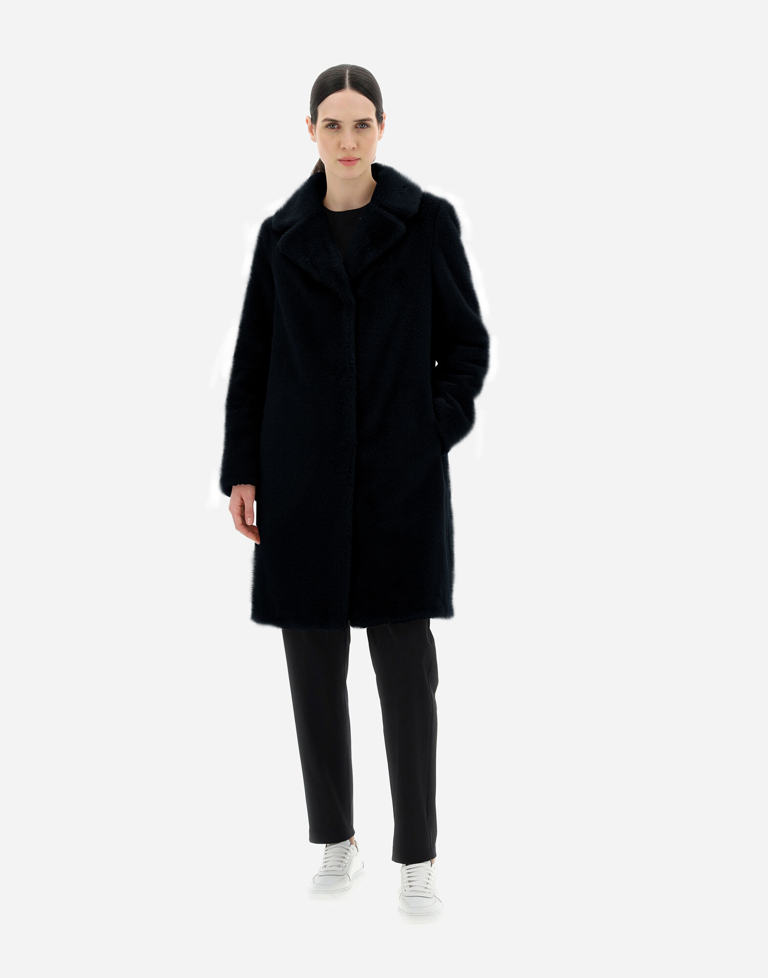 GIACCONE SOFT FAUX FUR HDM in Black for Women Herno