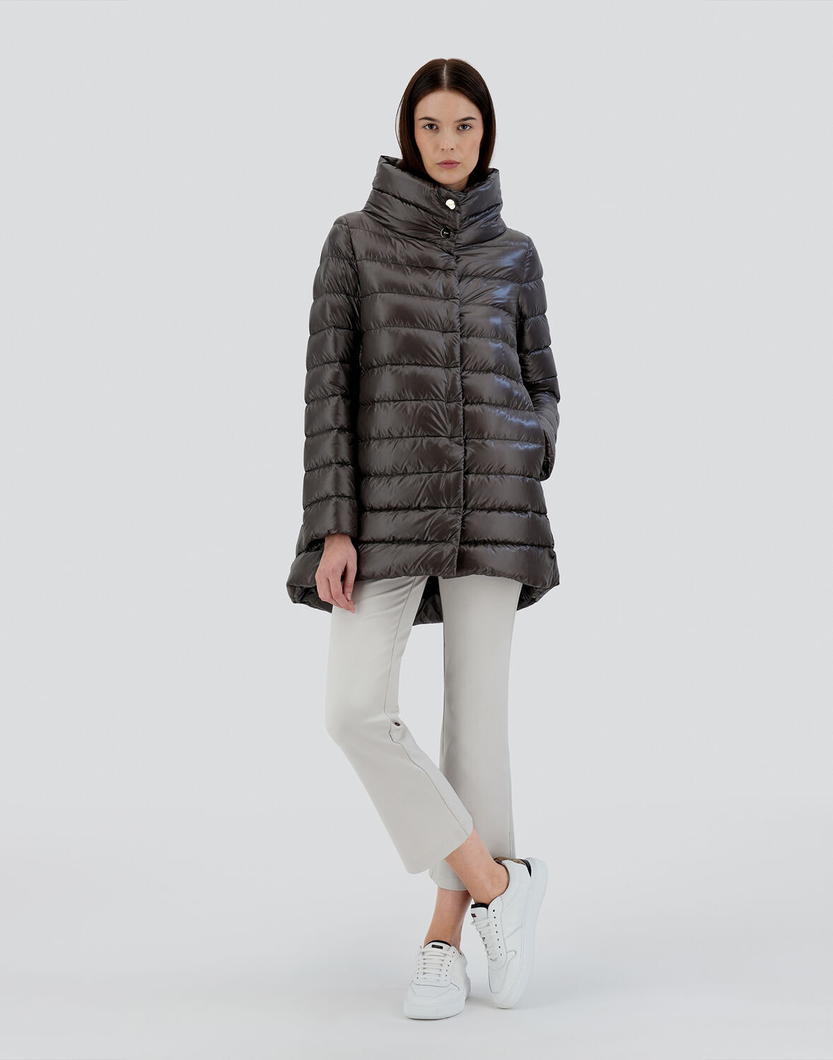 Herno Amelia Quilted Nylon Down Jacket In Grey