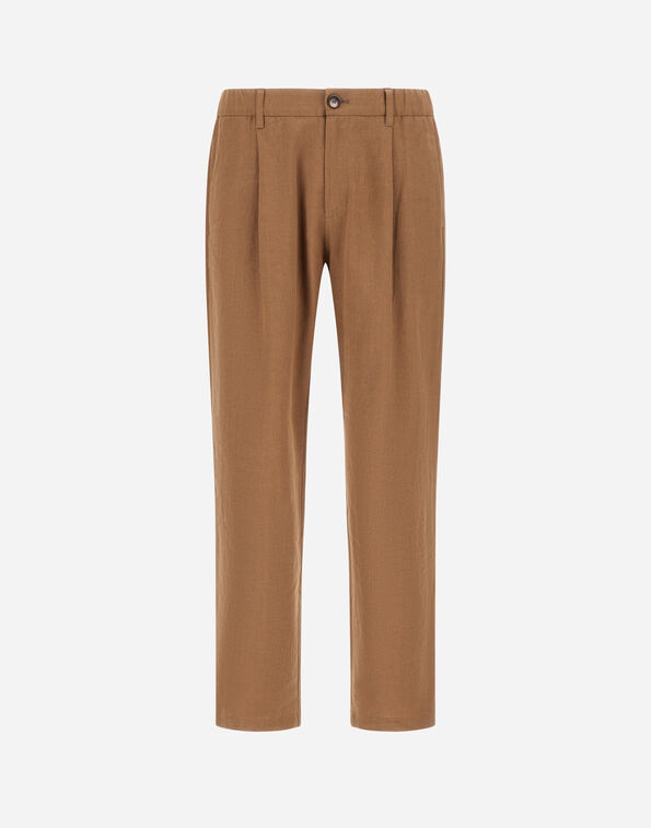 Herno TROUSERS IN COTTON LINEN POPELINE Camel PT000185U171472157