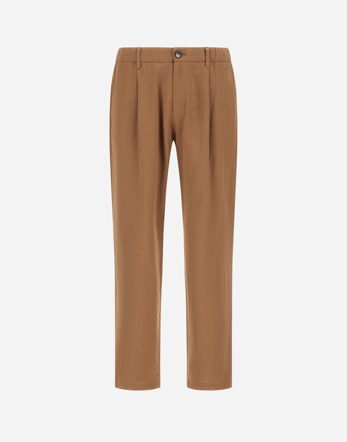 Herno TROUSERS IN COTTON LINEN POPELINE Camel PT000185U171472157