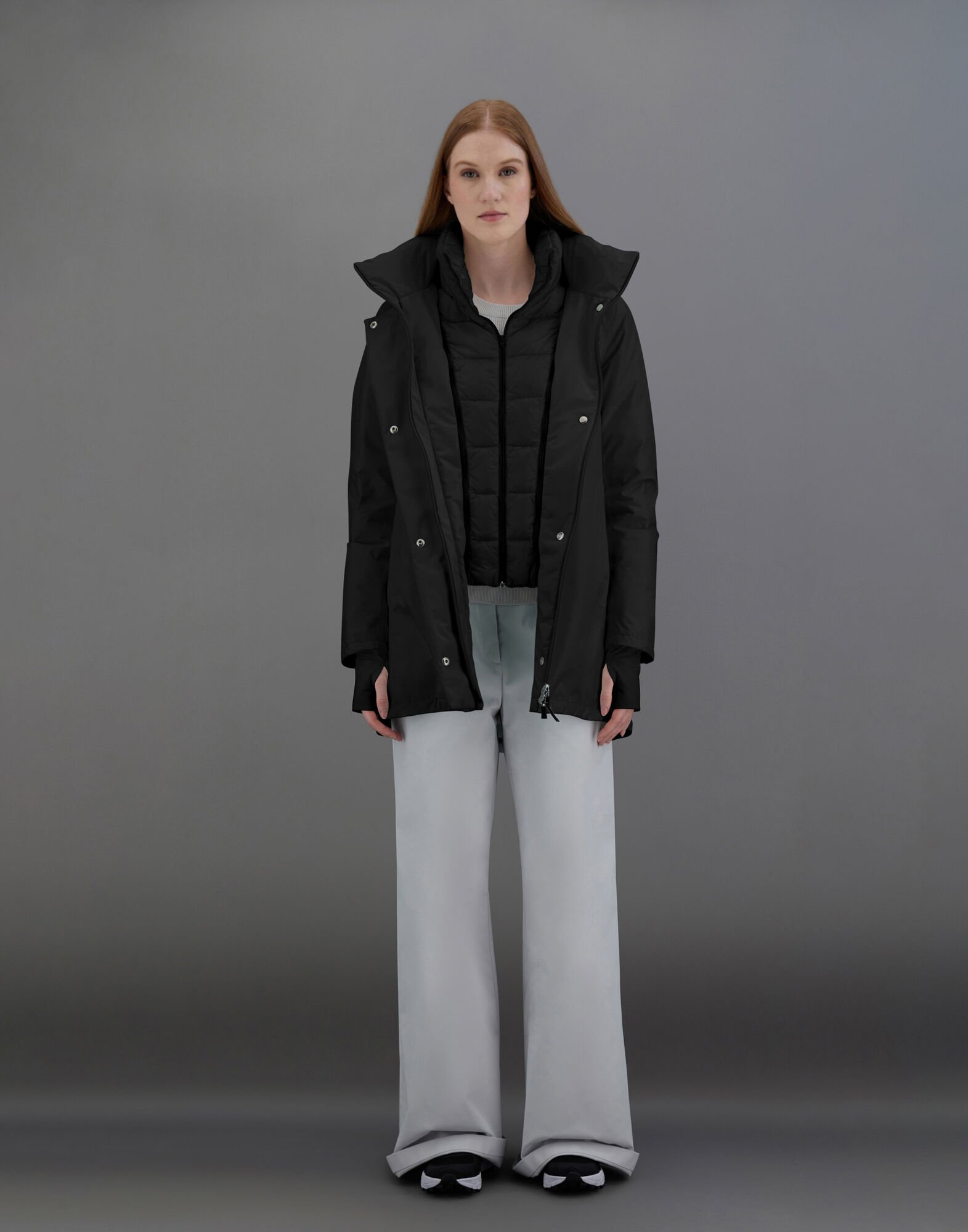 レディース ラミナー ゴアテックス 2レイヤー Aシェイプ コート ブラック | Herno® (ヘルノ)