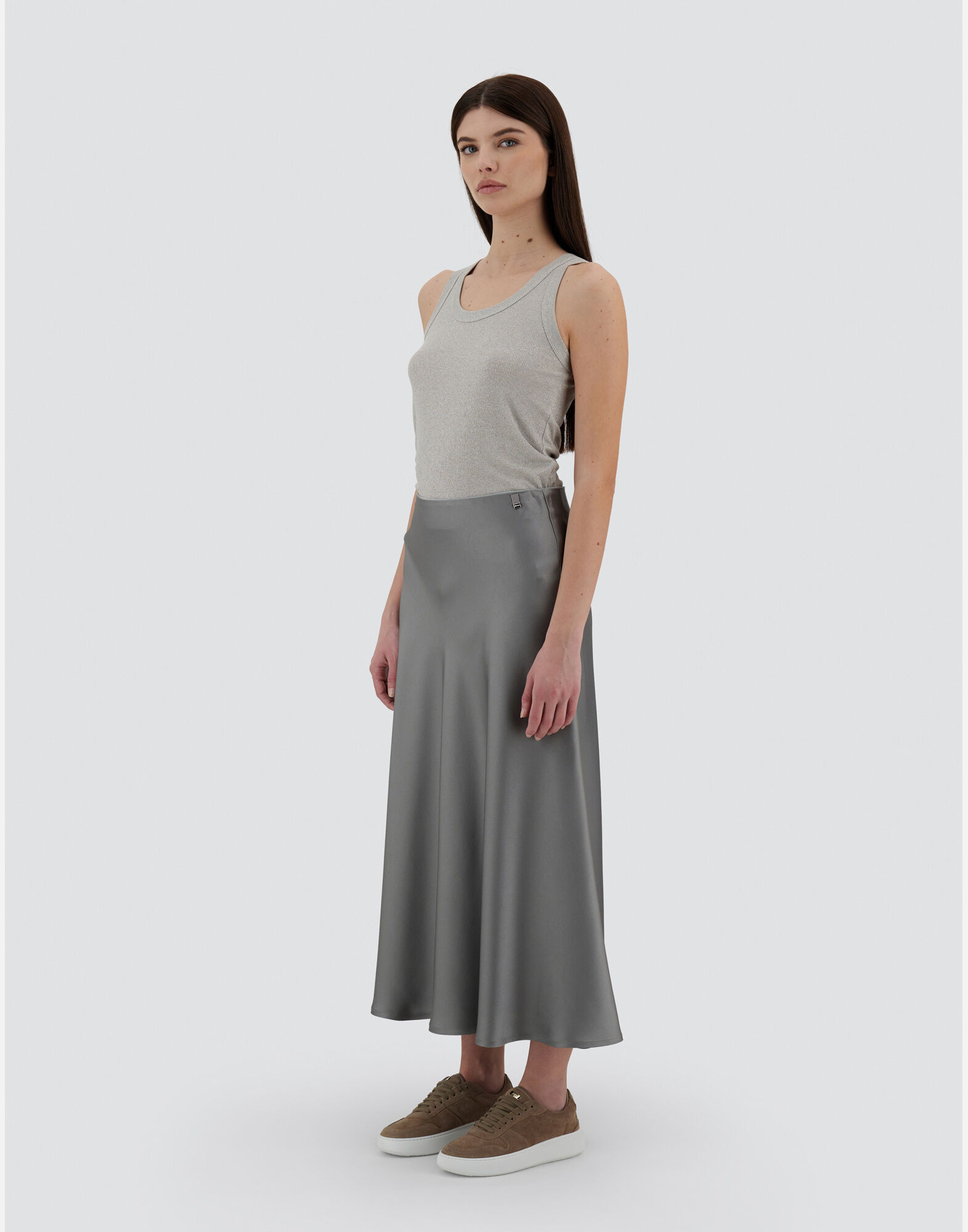 JUPE RESORT EN SATIN EFFECT en Gris clair pour femme Herno