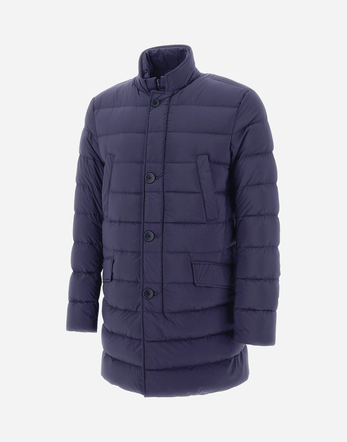 Herno Midnight Blue Polyester Down Jacket In Animal Print