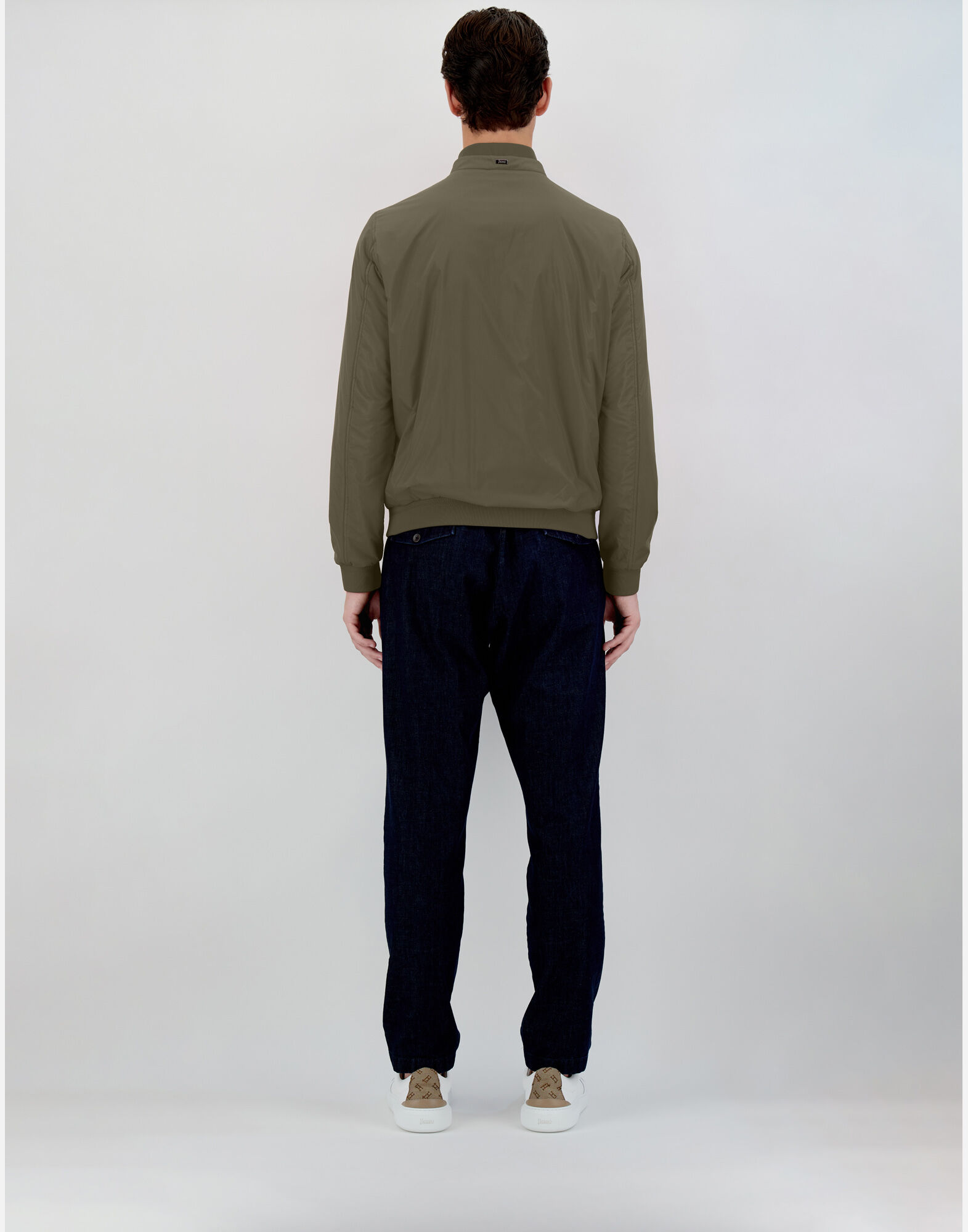 MA-1 Herno Ecoage Bomber Jacket ECOAGE BOMBER JACKET WITH BAND COLLAR in Green/Beige for Men
