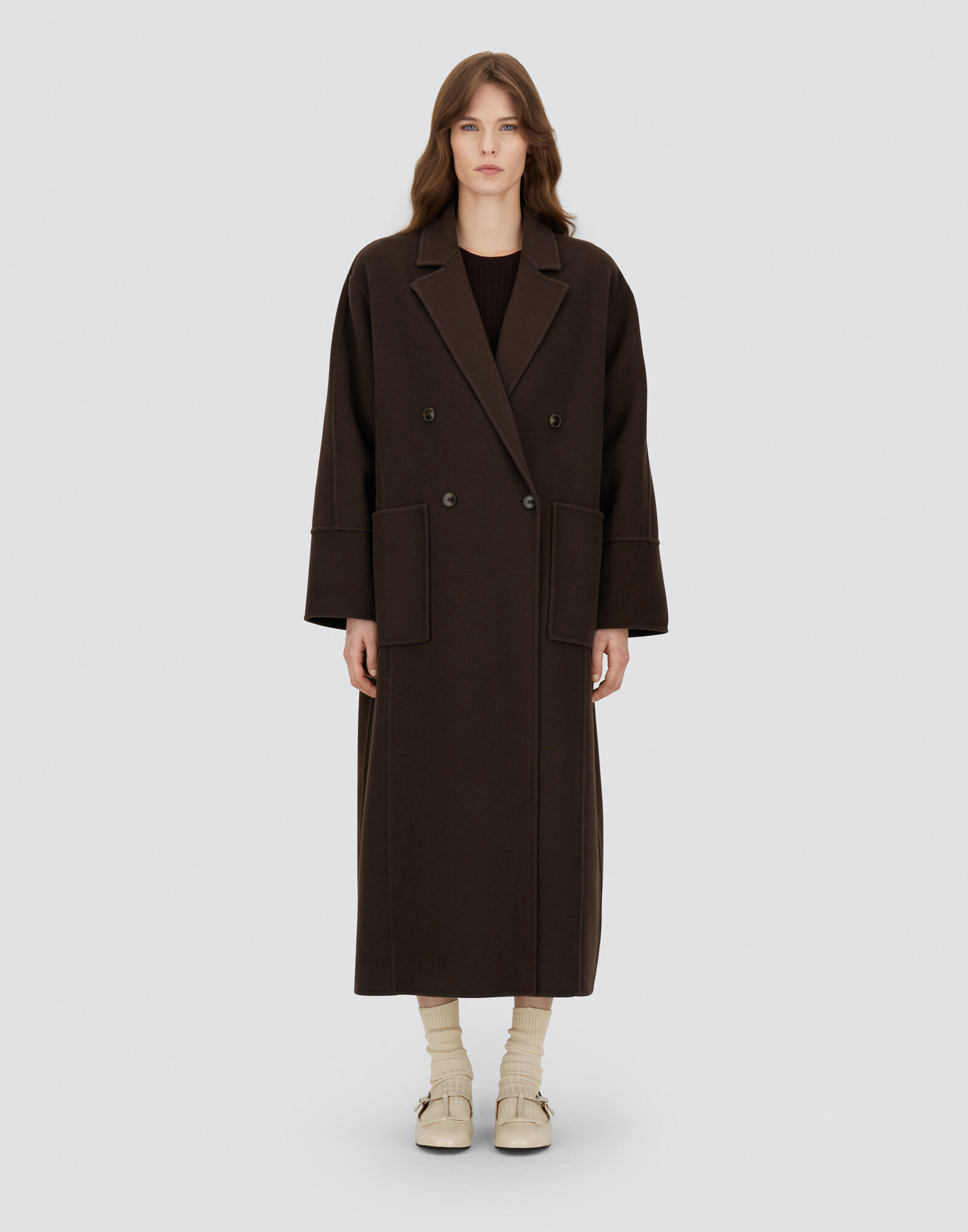 レディース COAT IN NEW MODERN WOOL ダークチョコレート