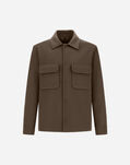 Herno RESORT DOUBLE FACED PURE WOOL SHACKET Dark Taupe GI00091UR334492700