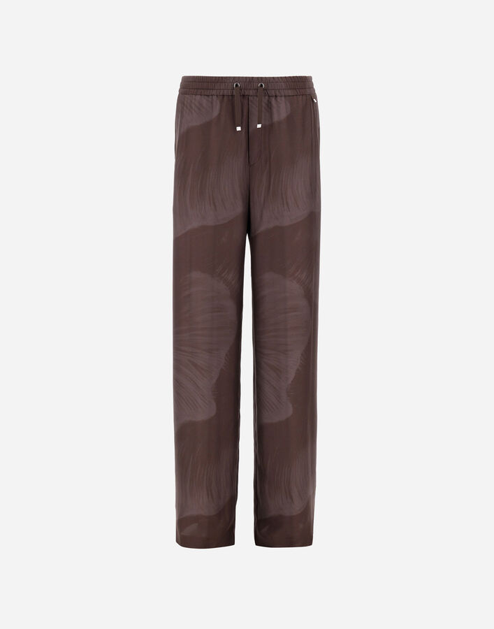Herno RESORT TROUSERS IN PURE SILK WITH FLORAL PRINT Dark Chocolate PT00056DR16019P8810