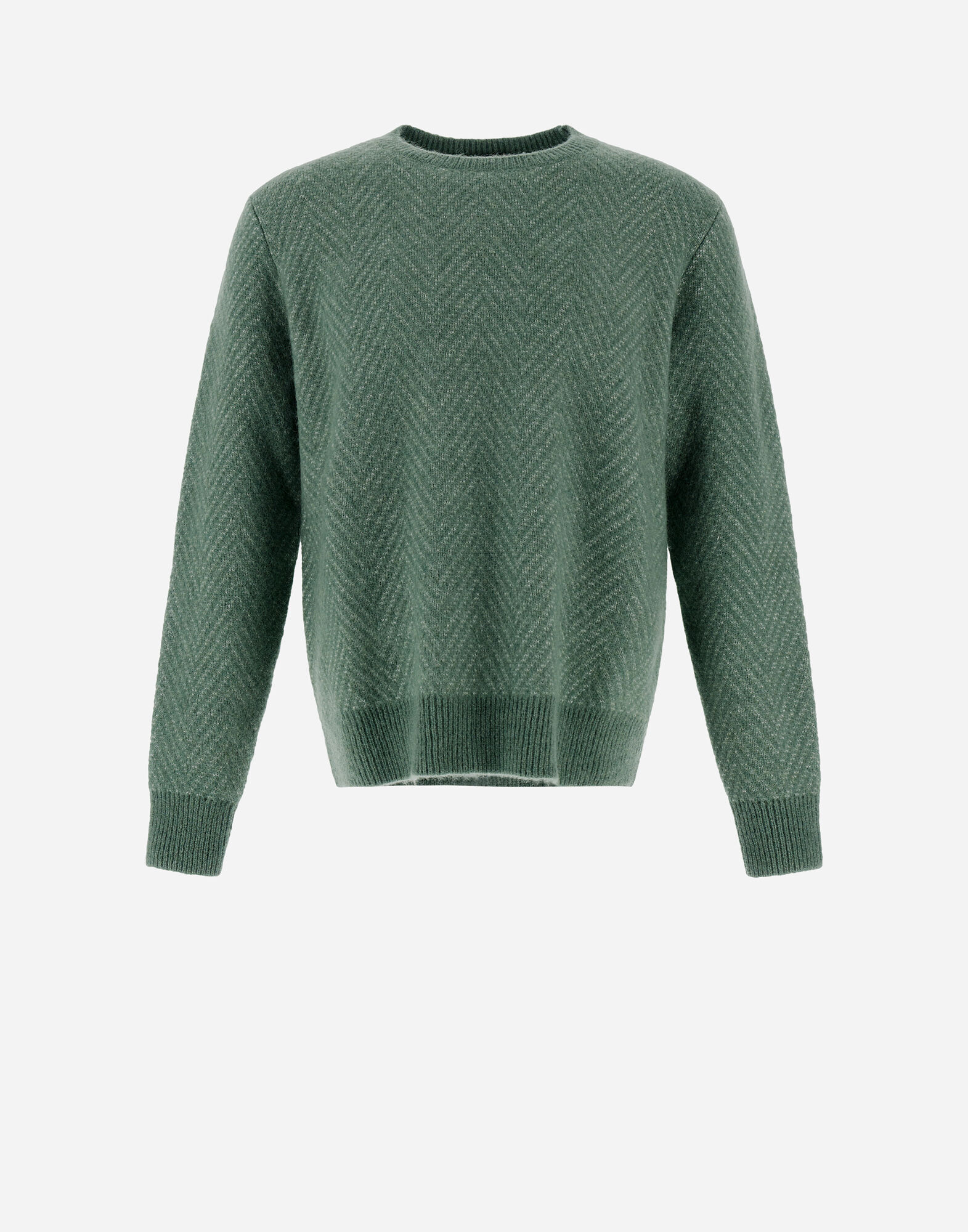 RESORT SWEATER IN HERRINGBONE ALPACA JACQUARD in Olive Green for Men Herno