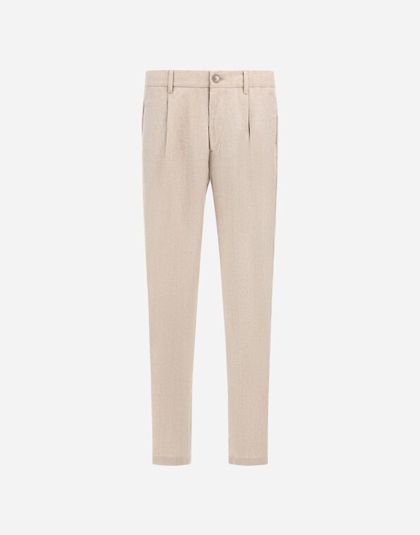 Herno RESORT TROUSERS IN FADE-EFFECT LINEN WITH TROPICAL PRINT Chantilly PT00053UR17105Z1986