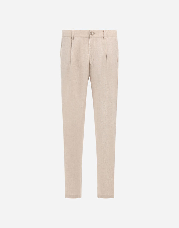 Herno RESORT TROUSERS IN FADE-EFFECT LINEN WITH TROPICAL PRINT Chantilly PT00053UR17105Z1986