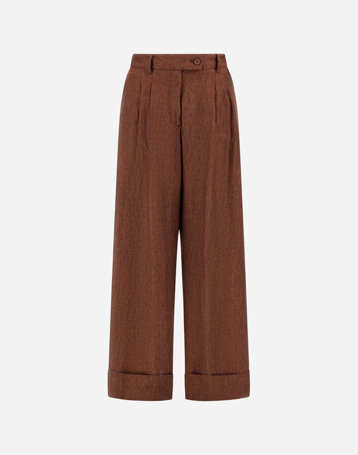 Herno RESORT TROUSERS IN FADE-EFFECT LINEN Burnt PT00067DR17105Z8098