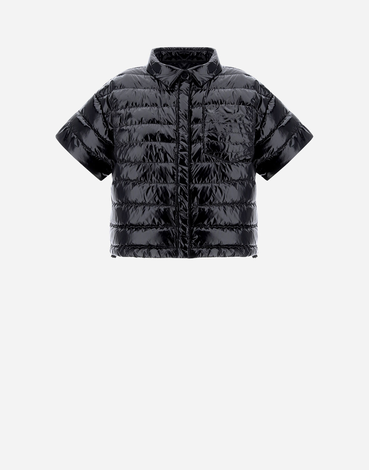 Herno Gloss Short Sleeve Bomber Jacket In Black In Black