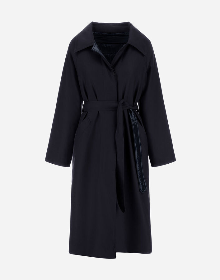 Herno REVERSIBLE TRENCH IN FLUID WOOL AND NYLON ULTRALIGHT Navy Blue CA000595D33453Z9200
