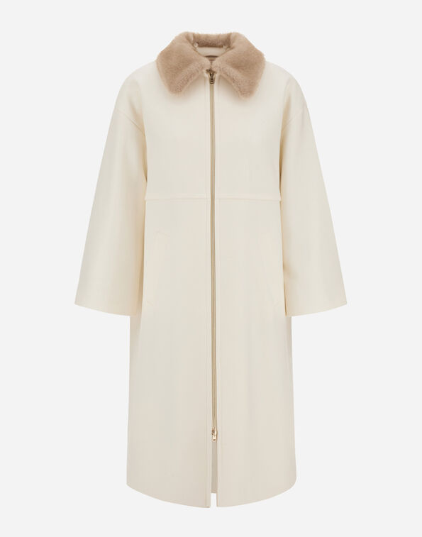Herno ECOWOOL COAT WITH MINK-EFFECT FUR DETAIL White CA000643D333441000