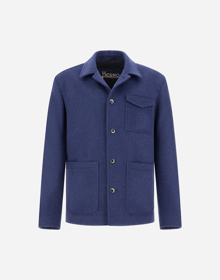 Herno FIELD JACKET IN SOFT RECYCLED WOOL Navy Blue FI000138U33475R9250