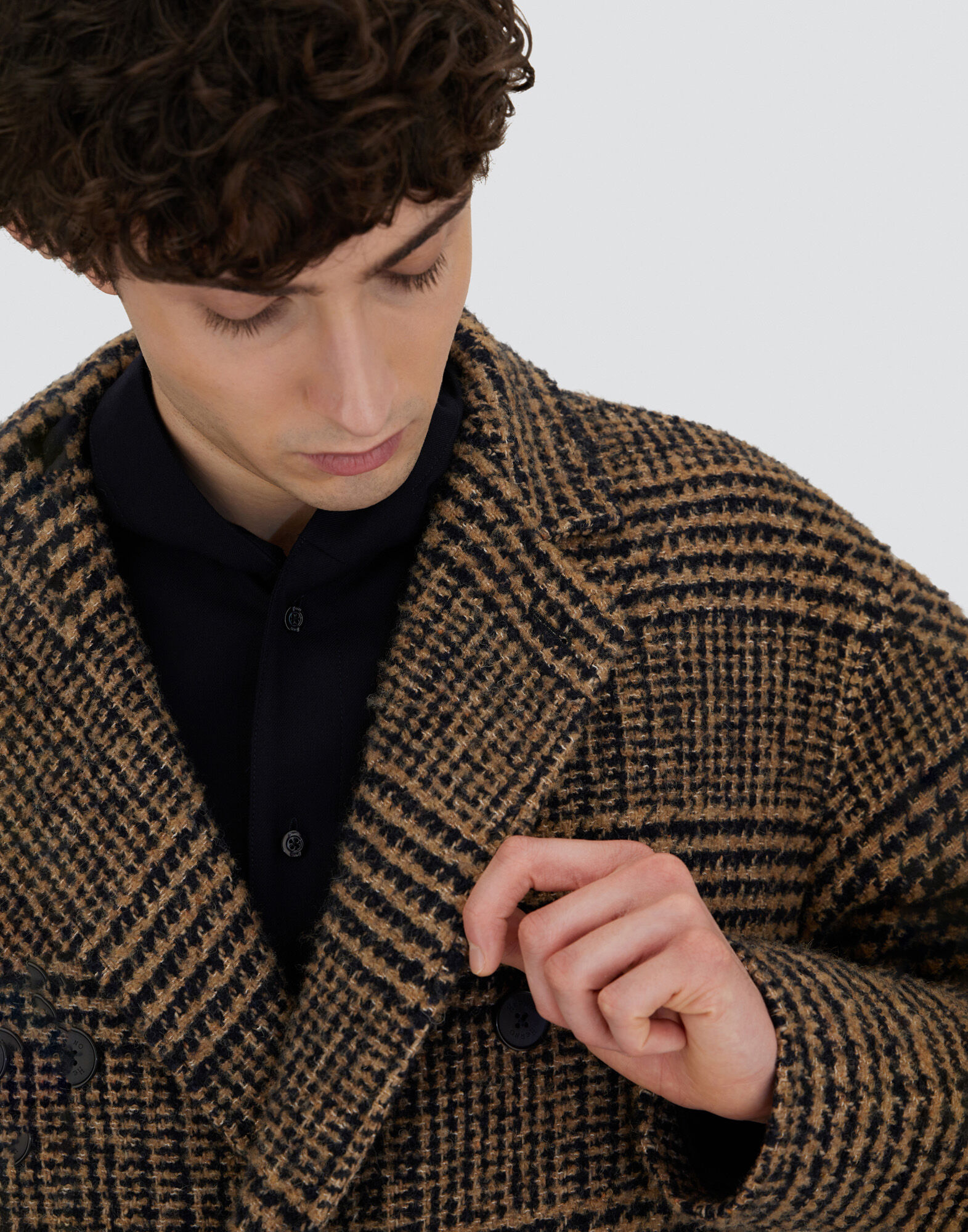 メンズ プリンスオブウェールズ コート ブルー／キャメル | Herno