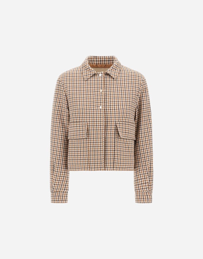 SHACKET IN HOUNDSTOOTH WOOL AND COTTON Herno Herno SHACKET IN HOUNDSTOOTH WOOL AND COTTON Camel/Cream GI000333D334642111