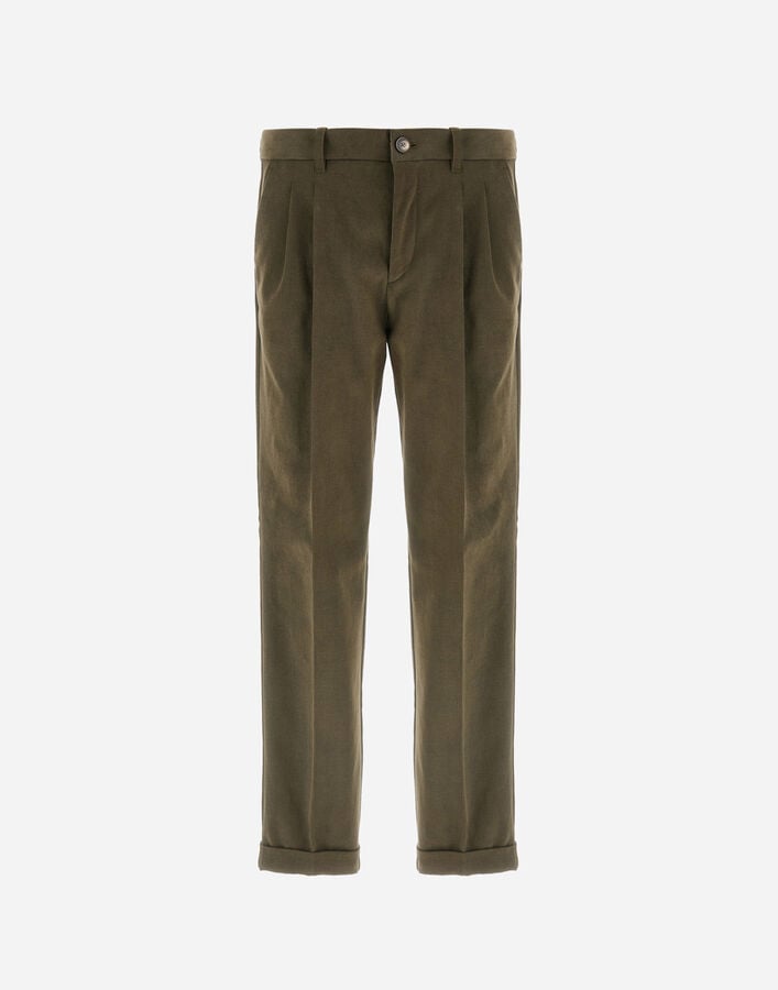 TROUSERS IN STRETCH COTTON VELVET Herno Herno TROUSERS IN STRETCH COTTON VELVET Olive Green PT000138U13268S7780