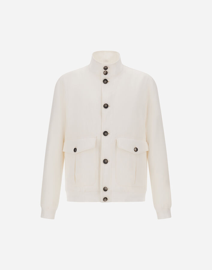 Herno BOMBER JACKET IN COTTON LINEN POPELINE White GI000614U171471000