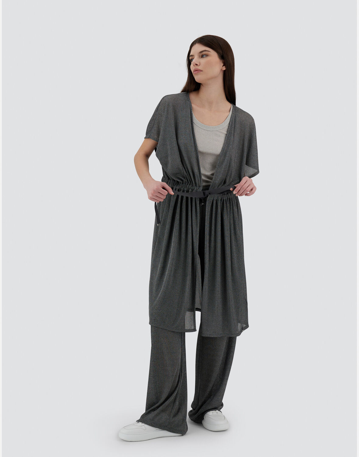Herno シャインスルー Resort カーディガン In Light Grey