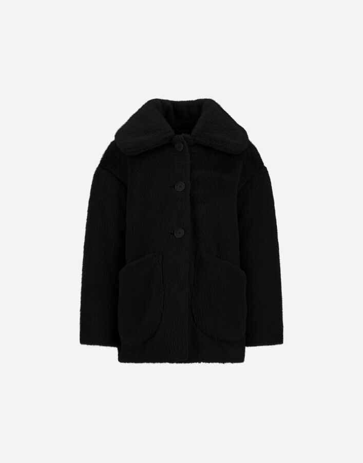 Herno BEAVER-EFFECT FUR-TOUCH COAT Black GI000105G126309300