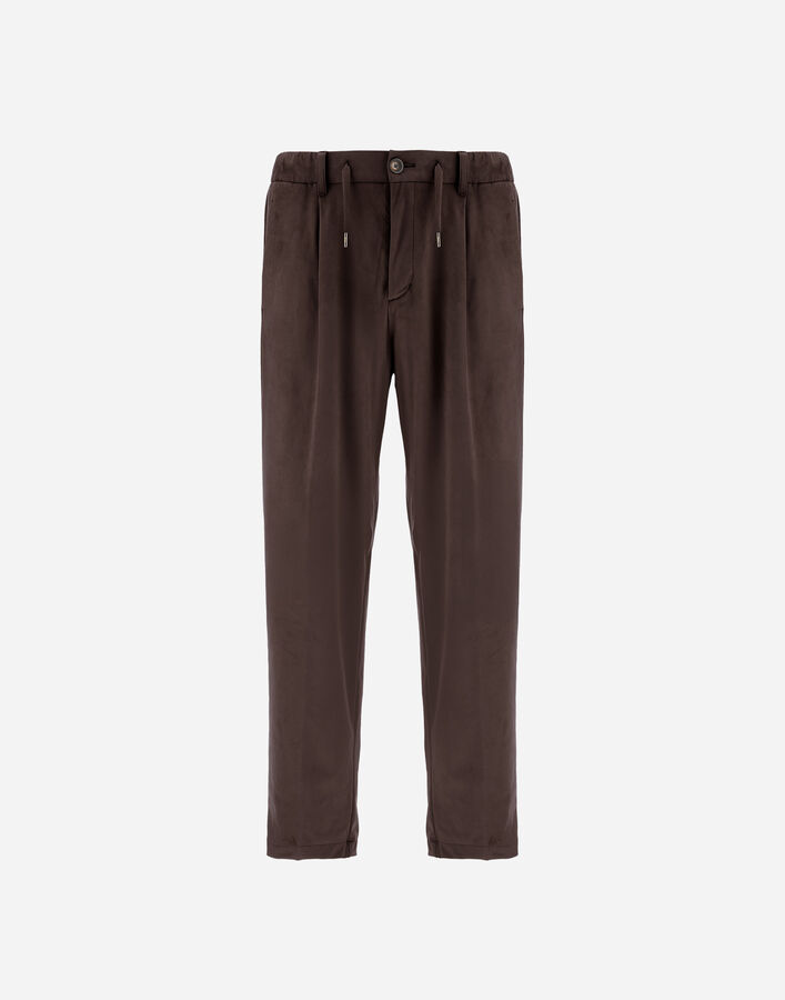 Herno RESORT TROUSERS IN SUEDE-EFFECT MICROFIBRE Dark Brown PT00045UR124548993