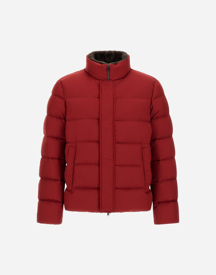 Herno BOMBER JACKET IN ARENDELLE AND FAUX FUR Bordeaux PI001019U12414Z6705