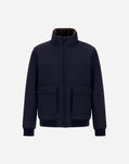 Herno BOMBER JACKET IN WOOLEN MELANGE TWILL AND LIGHT FAUX FUR Navy Blue GI000542U127309250