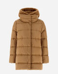 Herno PIUMINO MEDIO SATIN + LADY ALTERNATIVE FUR HD Camel PI001934D12170Z2157