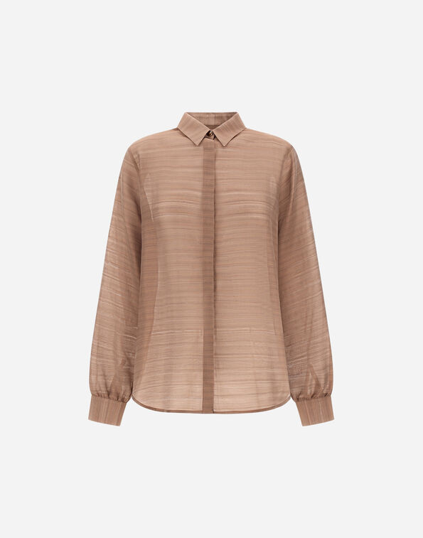 Herno STRIPED SILK JACQUARD SHIRT Tobacco CM000062D129428010
