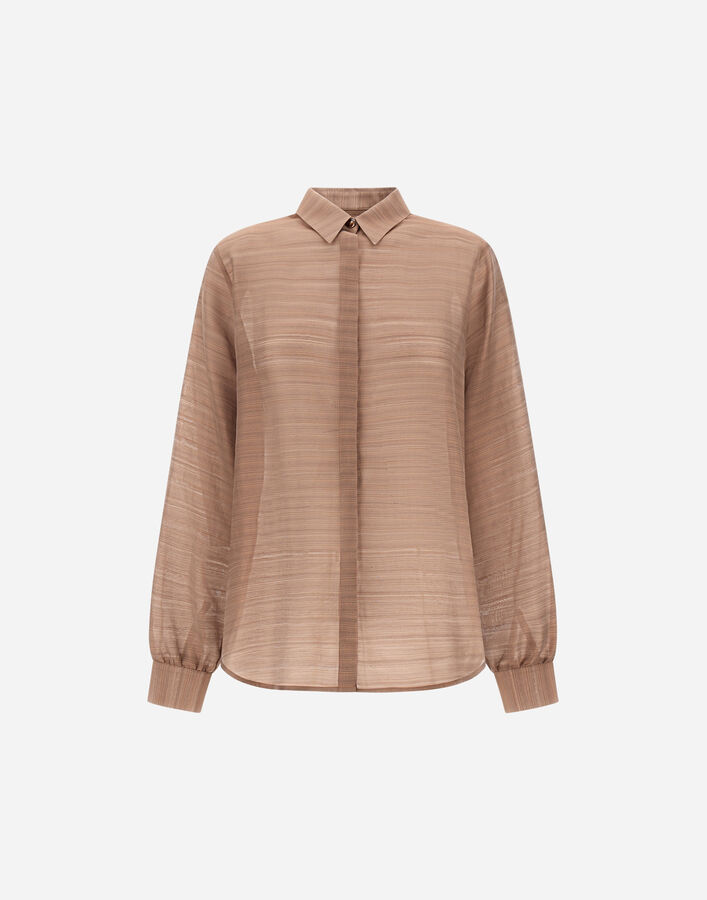 Herno STRIPED SILK JACQUARD SHIRT Tobacco CM000062D129428010