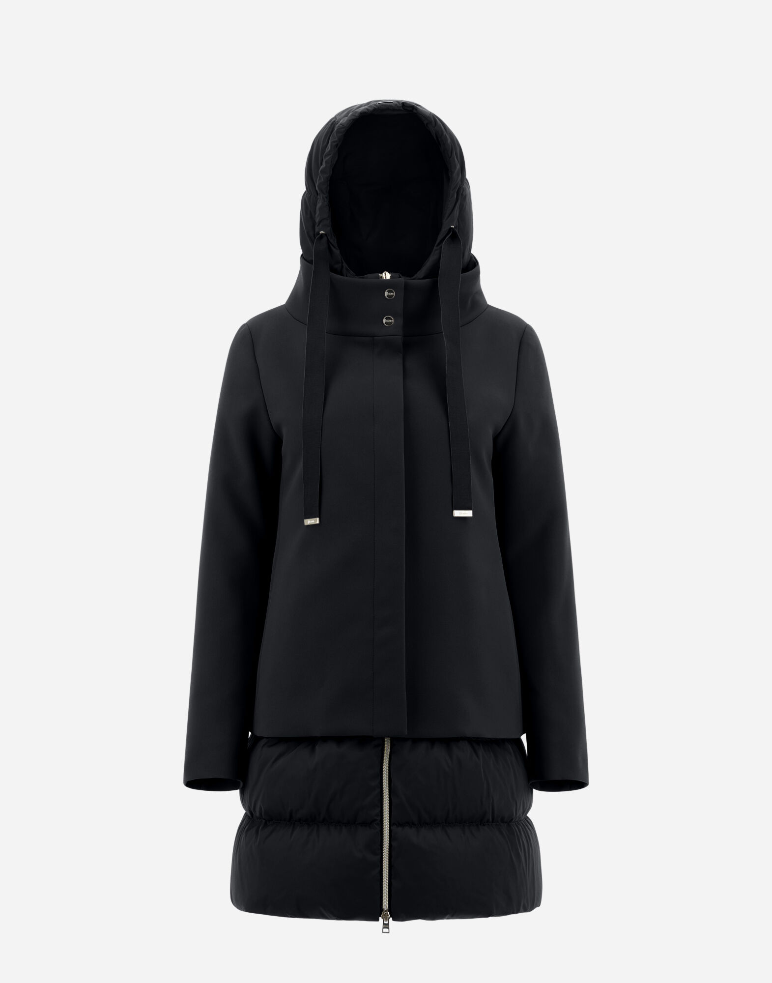 NEW CITY GLAM AND SATIN A LINE JACKET in Black for Women Herno
