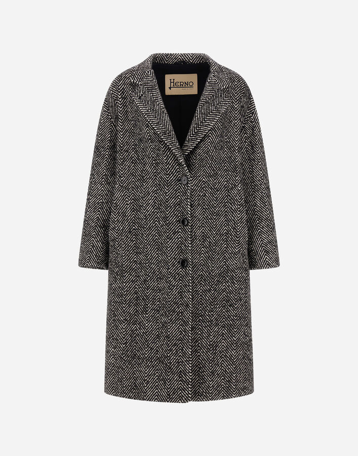 Herno COAT IN HERRINGBONE R-WOOL Black/White CA000592D33461R9310
