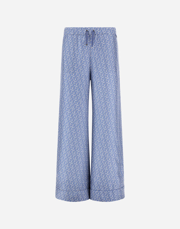 Herno TROUSERS IN ICONIC PRINT SILK Light Blue PT000210D16009P9128