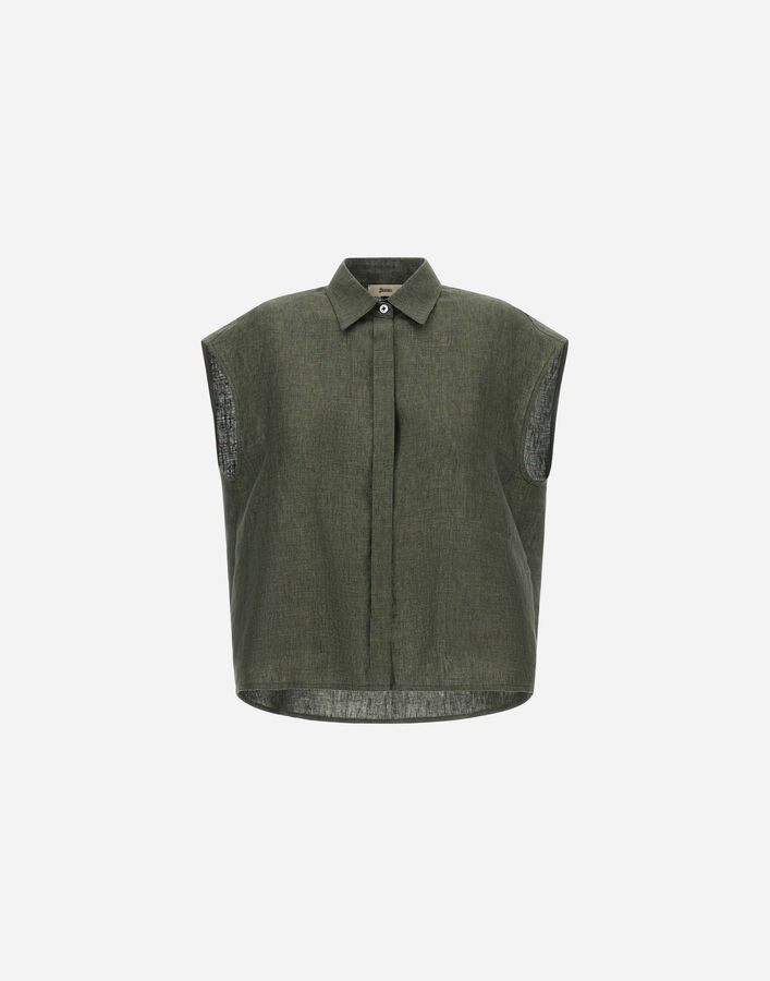 Herno VEST IN NEW LINEN Green CM000049D17105Z7400