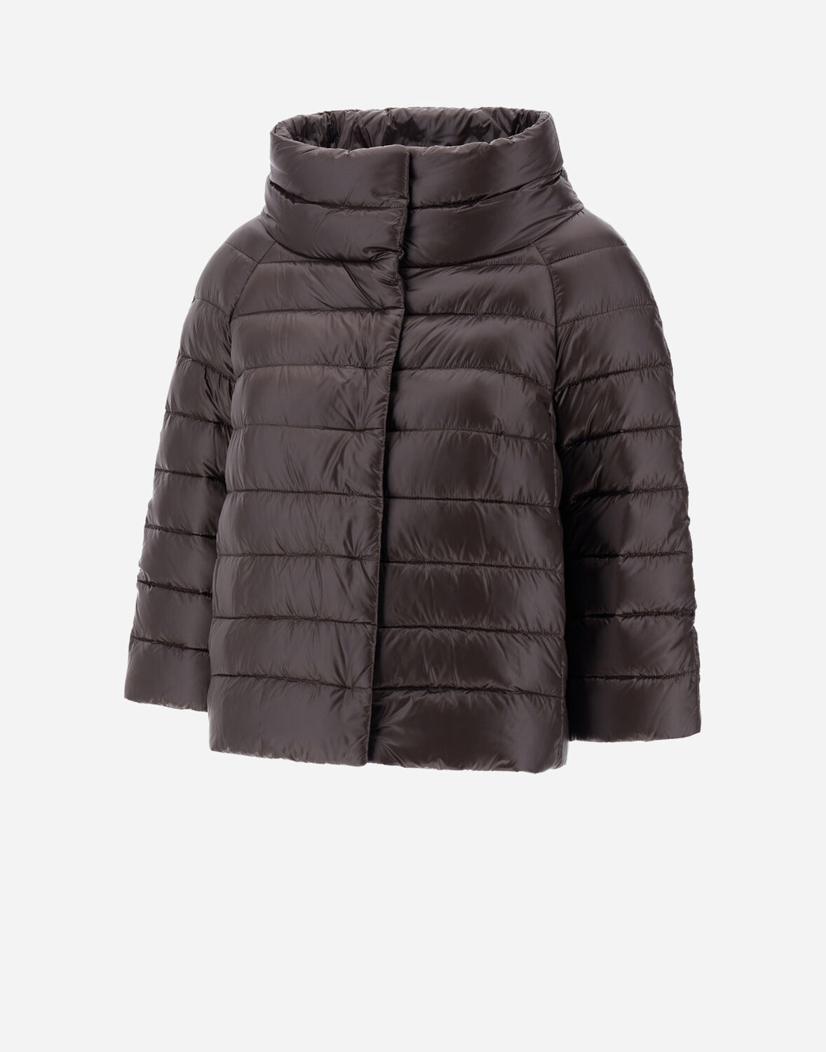 Herno Mini Cape With Jewelled Sleeves In Dark Chocolate