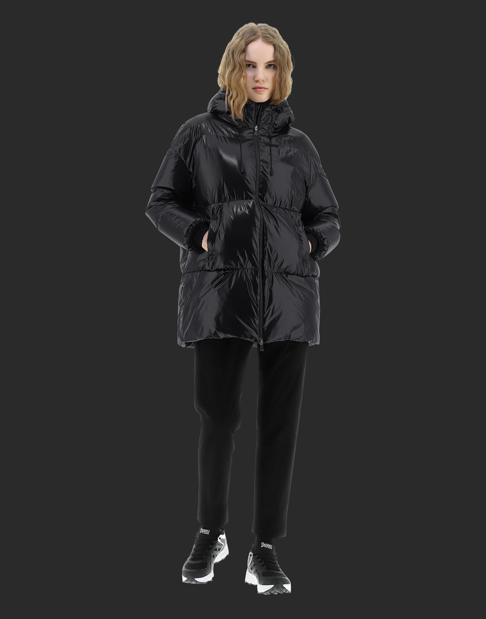LAMINAR GLAZED RIPSTOP OVERSIZE JACKET in Black for Women