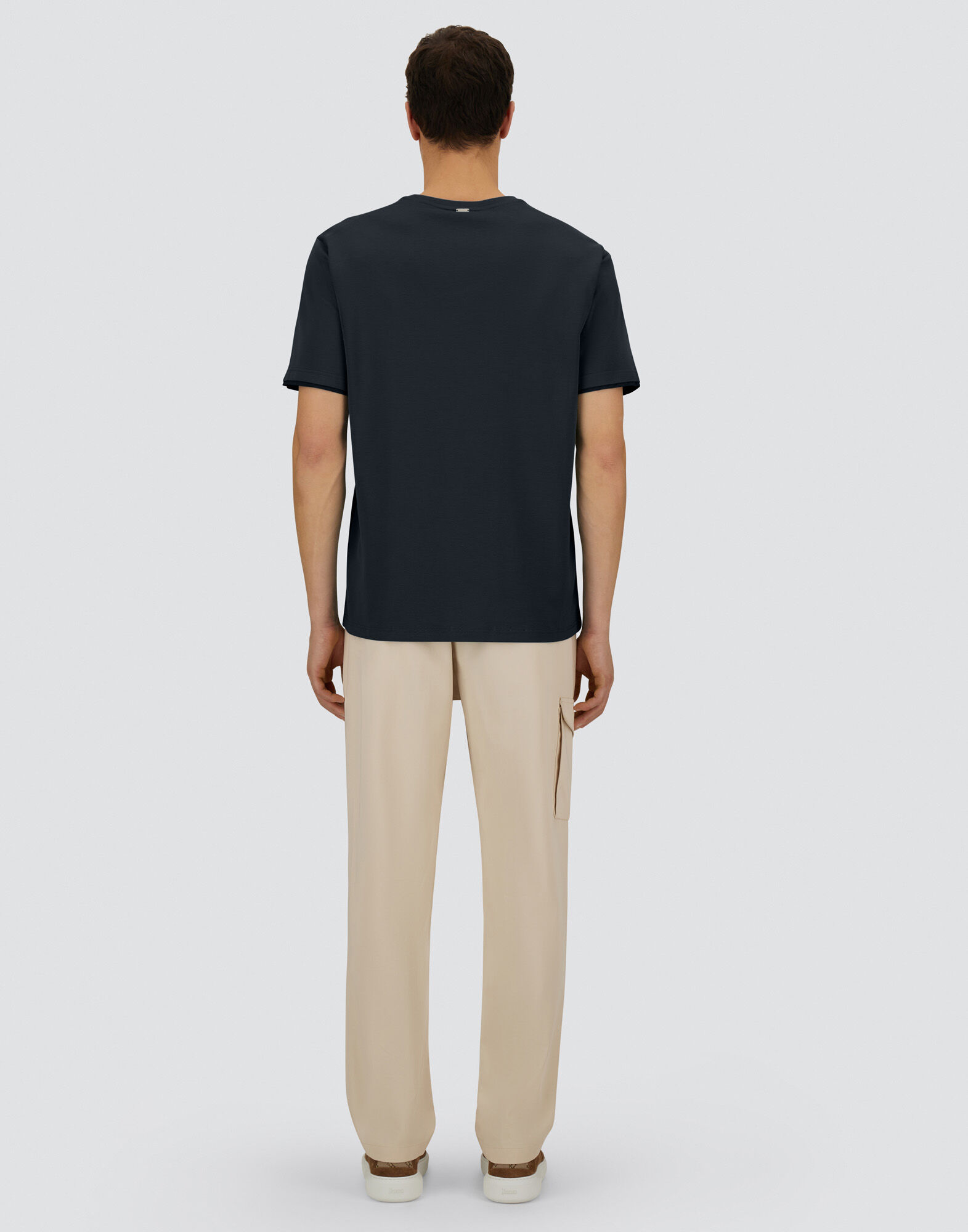 Herno ネイビー コットン Tシャツ メンズ リゾート ピュア コットン ジャージー Tシャツ ネイビーブルー