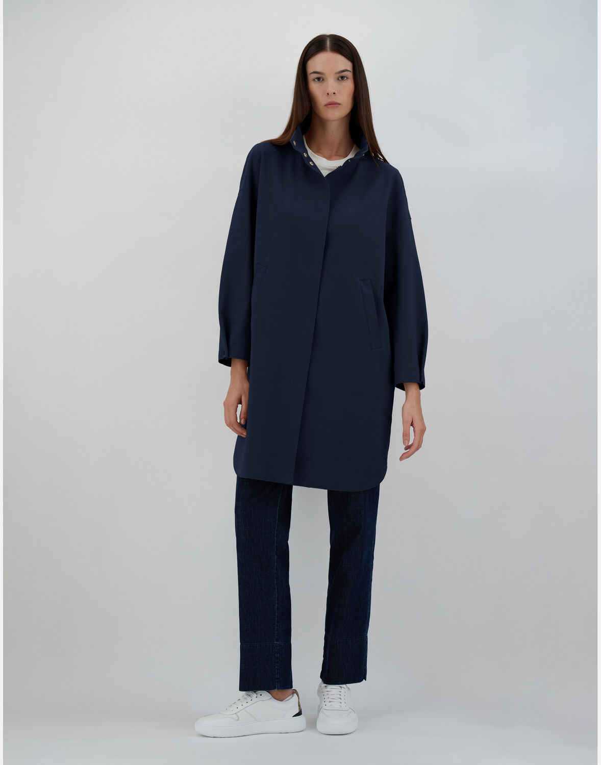 Herno First-act Pef Midi Coat In Blue