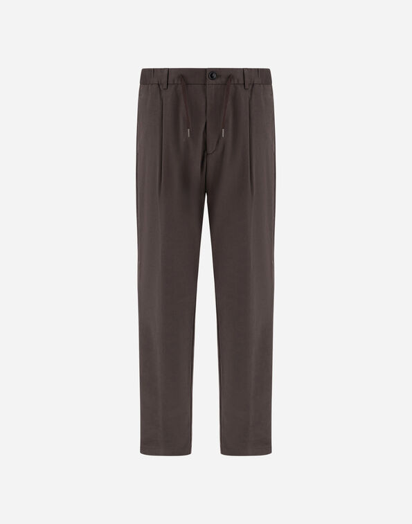 Herno COTTON AND CASHMERE CANVAS TROUSERS Dark Taupe PT000240U133482700