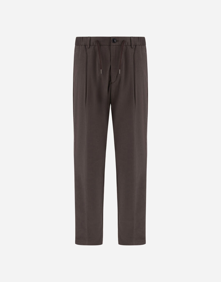 Herno COTTON AND CASHMERE CANVAS TROUSERS Dark Taupe PT000240U133482700
